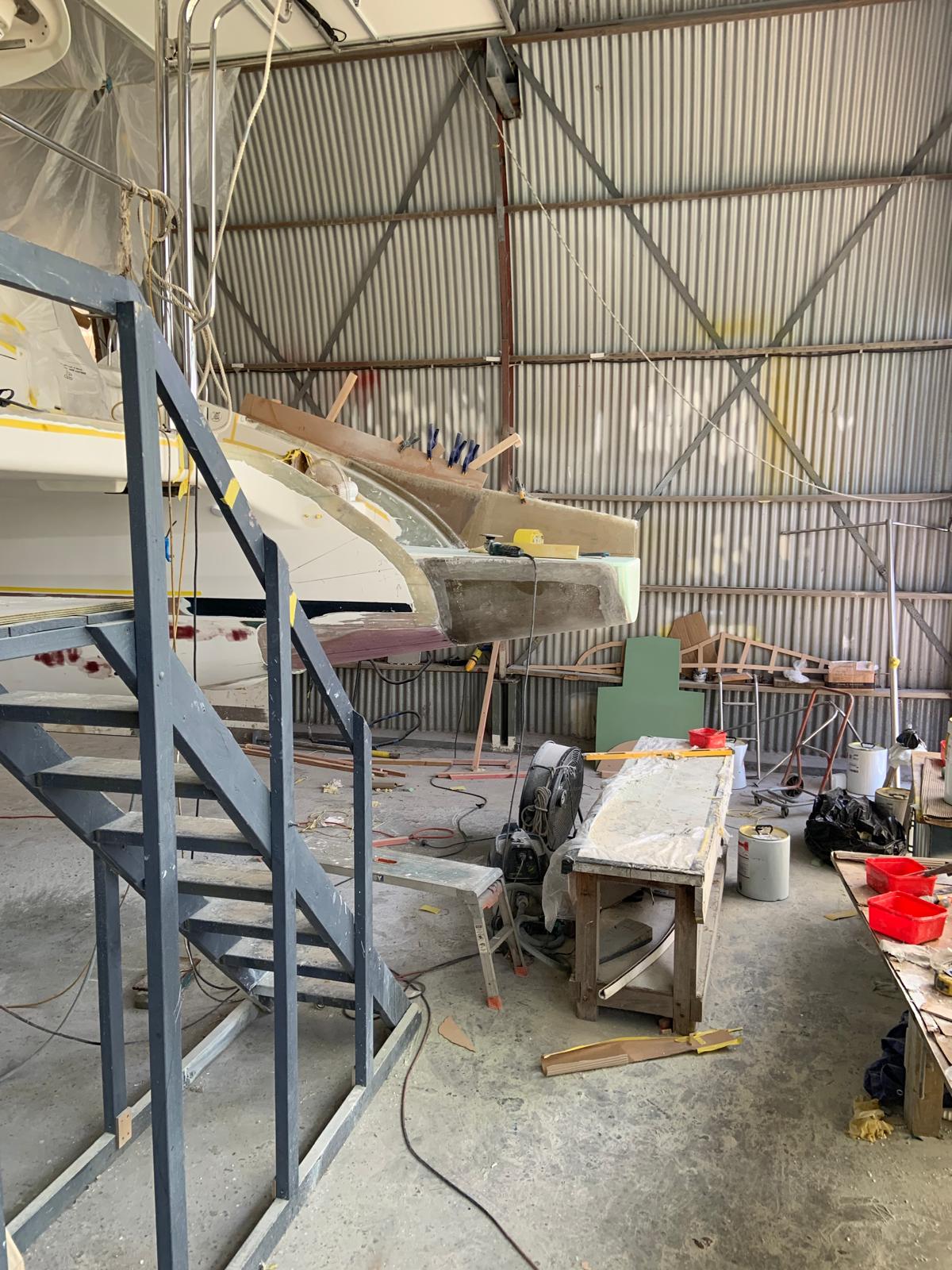 Hull extension under construction in the workshop